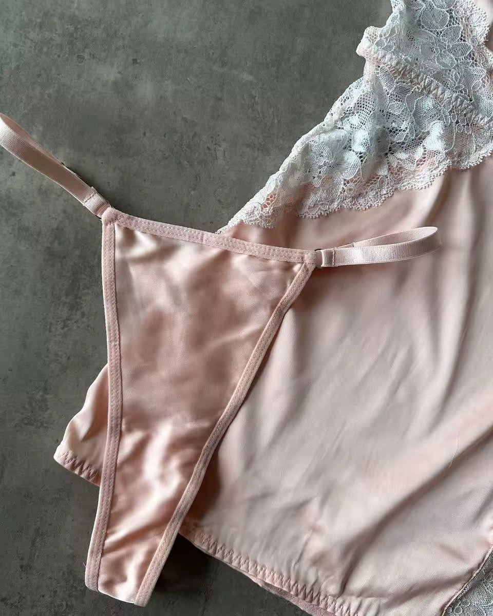 Camisola Rosé Angel - Acetinada com Renda e Detalhe Vazado