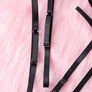 Lingerie Black Secret - Renda Floral com Strappy e Cinta-Liga