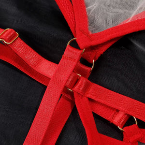 Lingerie Red Desire Transparente - Com Cinta-Liga e Luvas