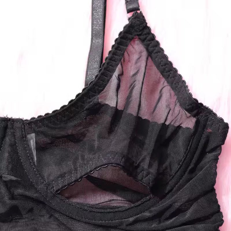 Vestido Transparente Sensual + Sutiã Recorte Underboob