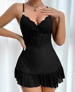 Camisola Preta com Renda e Hobby - Elegância atemporal com toque envolvente