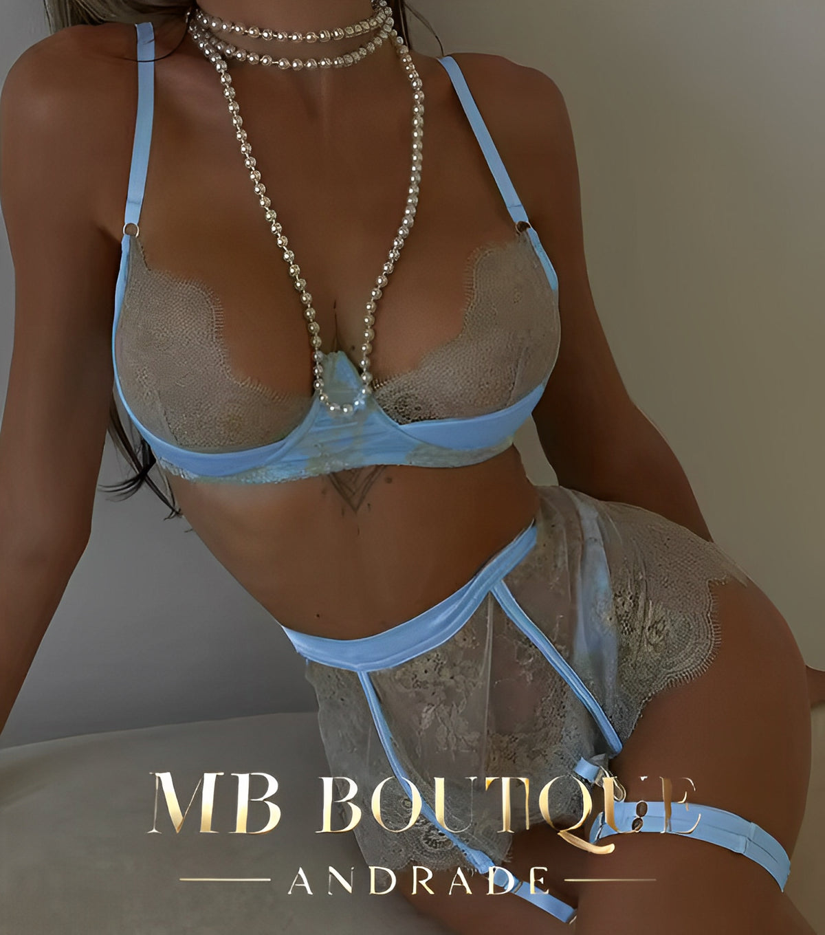 Lingerie Azul Bebê com Renda - Romântica e como você