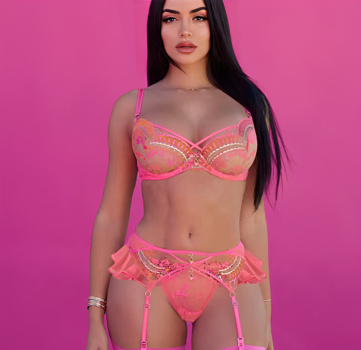 Lingerie Rosa Bordada - Doçura com atitude em cada fio