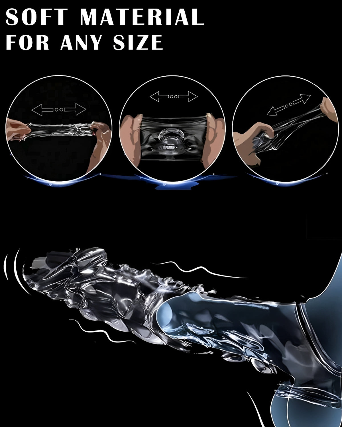 Detalhe da flexibilidade do extensor transparente