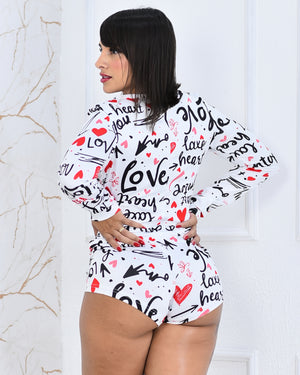 Pijama Amanda Love - Manga Longa, Sem Aro e Sem Bojo - P ao GG