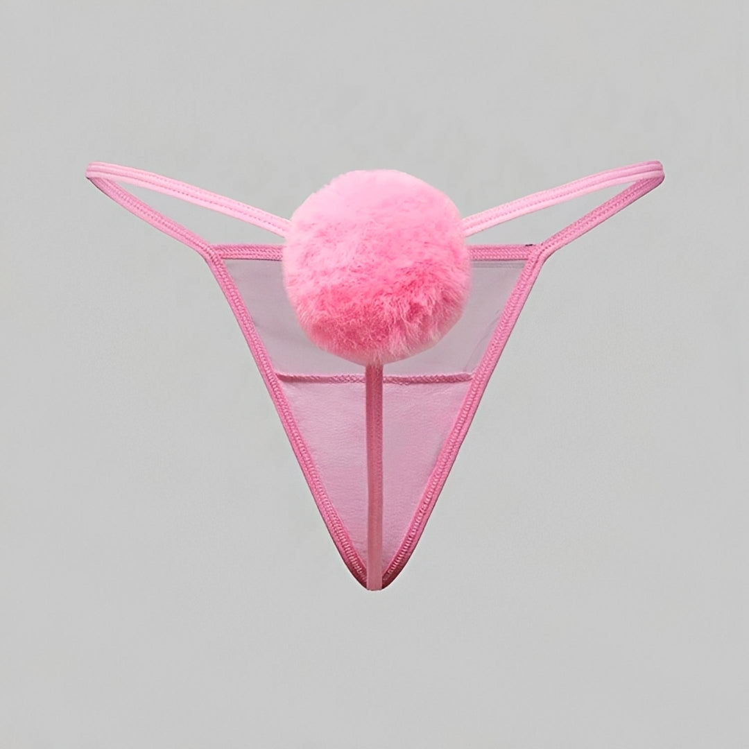 Calcinha Fio Dental Coelhinha com PomPom - P ao GG