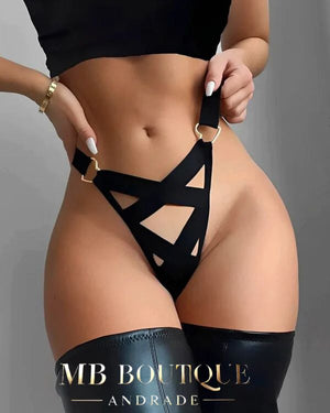 Conjunto Impacto em Renda e Tiras - Top + Calcinha Exclusiva P ao GG