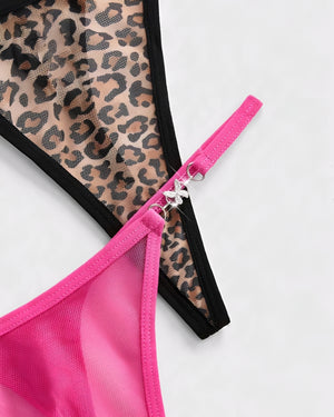 Kit com 3 Calcinhas Fio Dental em Tule e Animal Print com Detalhe Borboleta - P ao GG