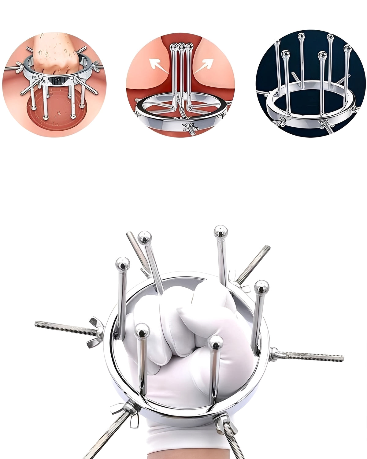 Dilatador Anal e Vaginal Ajustável em Aço Inoxidável - Expansor BDSM de Metal