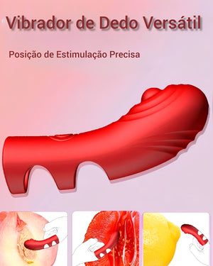 Vibrador de Dedo Multiuso em Silicone Vermelho - Estimulador Clitoriano, Anal e Ponto G Recarregável