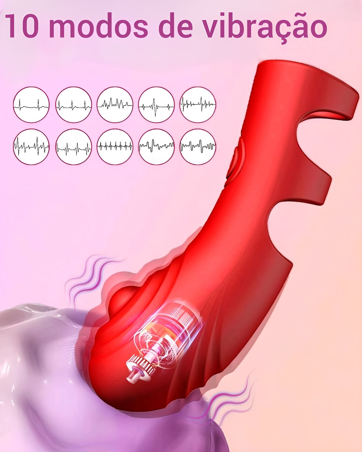 Vibrador de Dedo Multiuso em Silicone Vermelho - Estimulador Clitoriano, Anal e Ponto G Recarregável