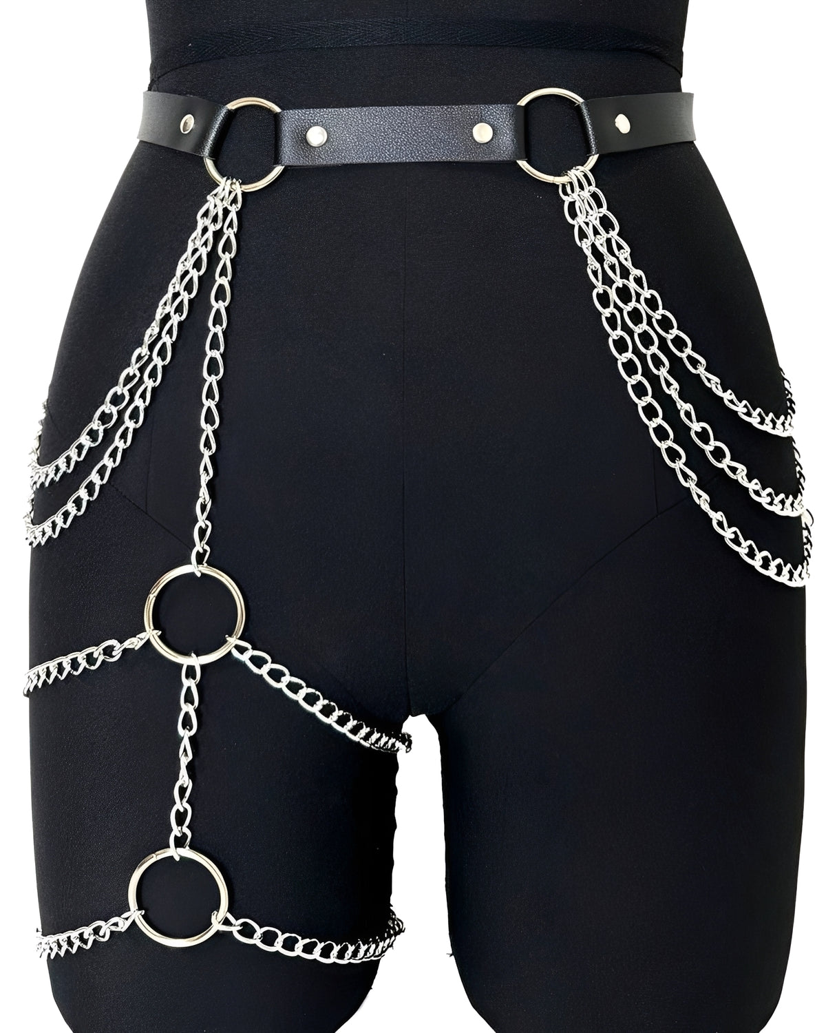 Cinto Harness com Correntes Douradas ou Prateadas