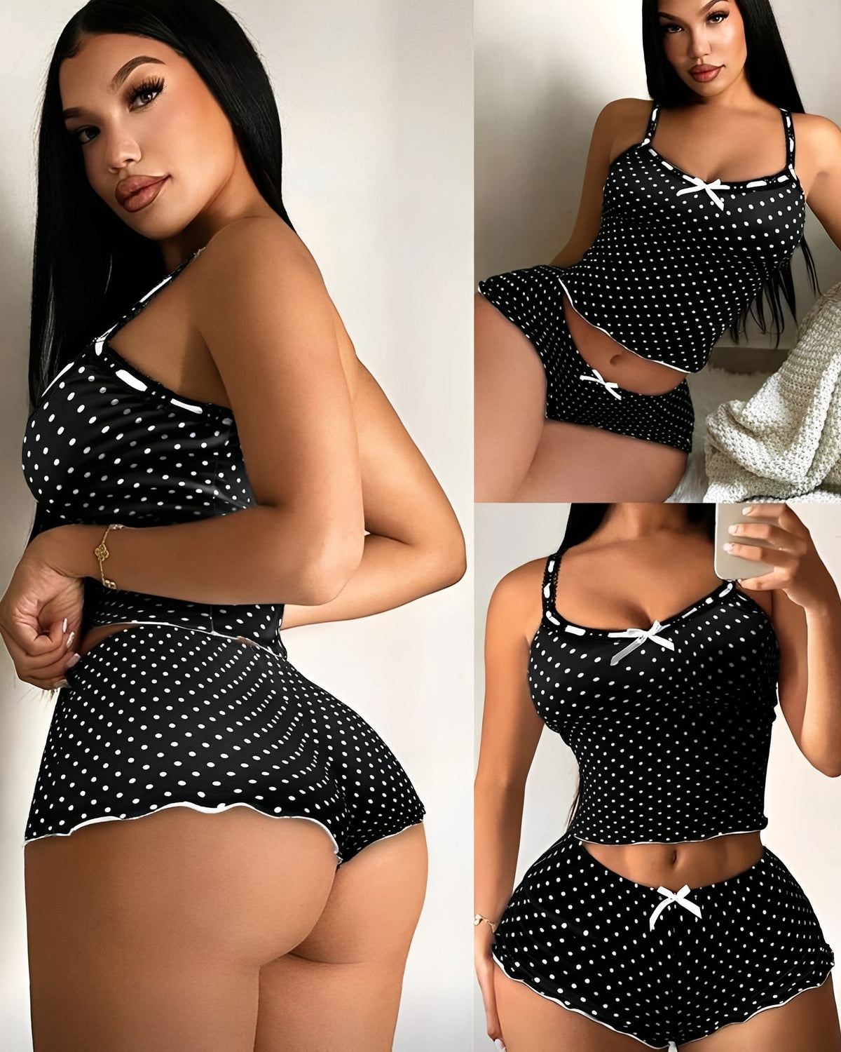 Baby Doll Poá Feminino Curto em Microfibra - P ao GG