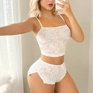 BabyDoll Branco, Rosa Romântico com Laços e Recortes Sensuais - P ao GG