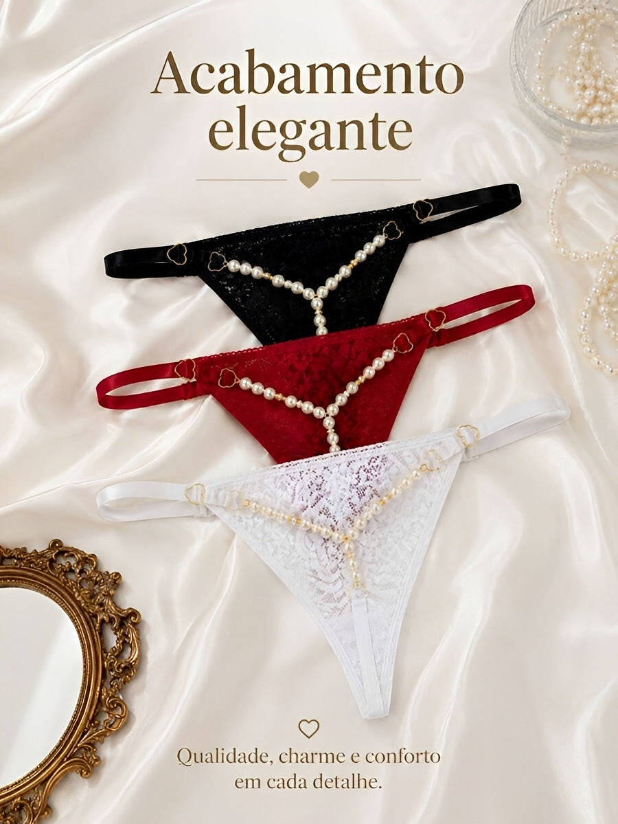 Kit 3 Calcinhas de Renda com Pérola e Regulagem de Coração — MB Andrade Boutique — foto 11