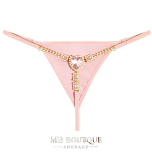 Calcinha Rosa com Coração e Strass Dourados — foto 12