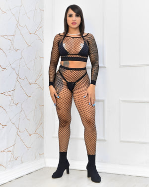 Conjunto transparente (não acompanha tapa seios e lingerie por baixo)
