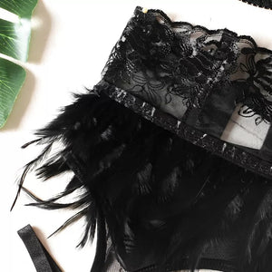 Lingerie sexy com cinta liga