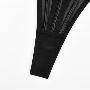 Corset Preto Sexy em Tule Transparente com Gargantilha e Calcinha Regulável – Lingerie de Luxo Ousada