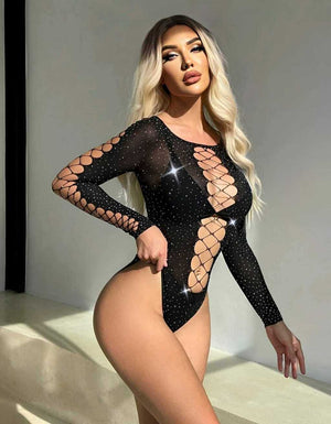 Body transparente com strass (não acompanha lingerie por baixo)