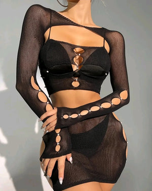 Conjunto transparente com detalhe em strass