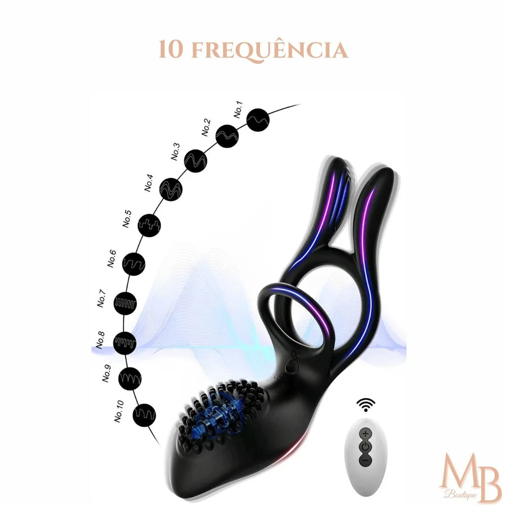 Estimulador masculino com anel vibrador com 10 frequência