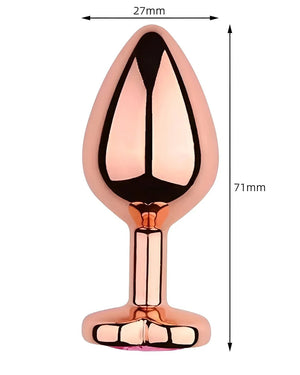 Plug Anal de Metal Rosa Ouro com Pedra Coração – Luxo, Elegância e Prazer Intenso