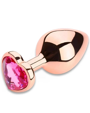 Plug Anal de Metal Rosa Ouro com Pedra Coração – Luxo, Elegância e Prazer Intenso