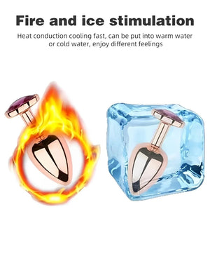Plug Anal de Metal Rosa Ouro com Pedra Coração – Luxo, Elegância e Prazer Intenso
