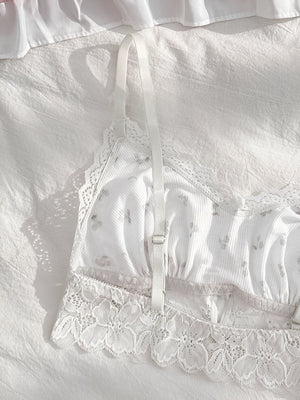 Babydoll Branco com Renda e Laços Contrastantes