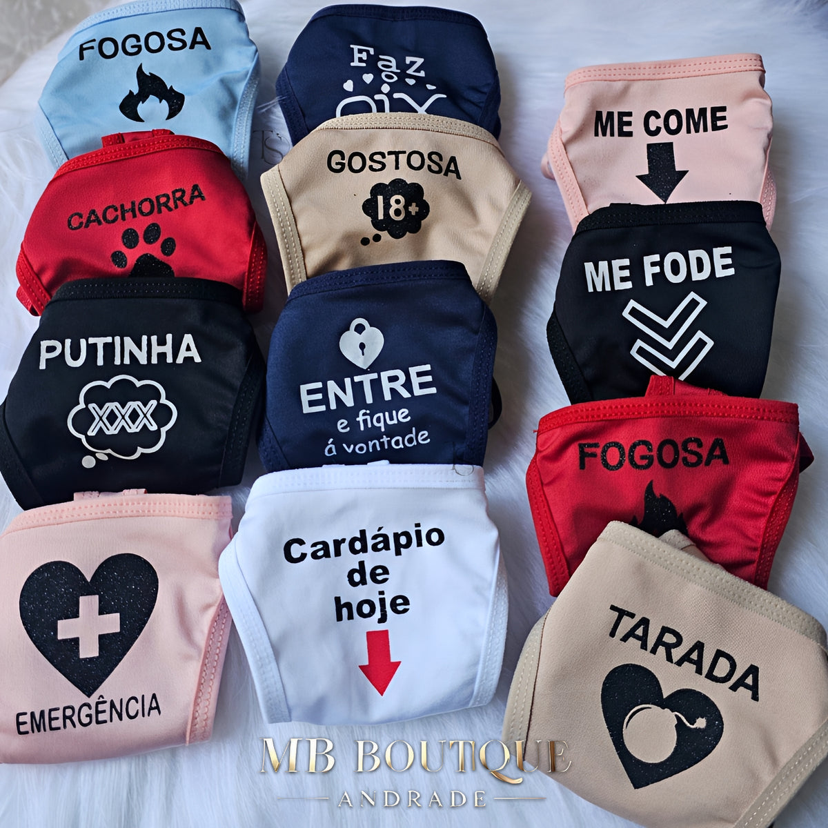 Kit com 4 Calcinhas Fio Dental com Frases e Laterais Reguláveis