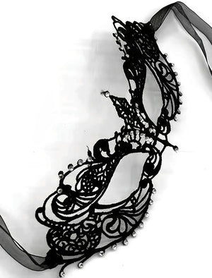 Máscara de Renda Sensual com Strass para Fantasias Eróticas, Festas e Jogos de Sedução