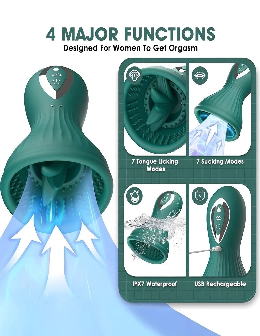 Vibrador de Sucção com 7 Modos de Vibração e Estímulo de Língua - Prazer Total no Toque
