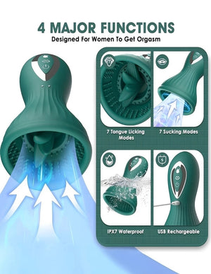 Vibrador de Sucção com 7 Modos de Vibração e Estímulo de Língua - Prazer Total no Toque
