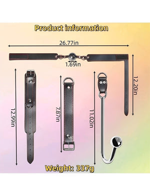 Kit Bondage Preto com Algema, Coleira, Mordaça e Plug Anal - Fetiche e Prazer Completo
