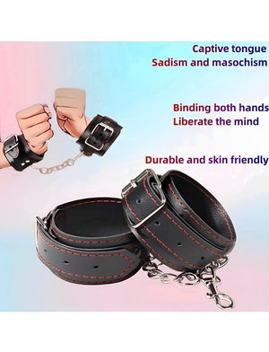 Kit Bondage Preto com Algema, Coleira, Mordaça e Plug Anal - Fetiche e Prazer Completo