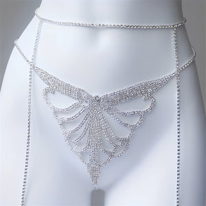 Calcinha Borboleta com Strass e Cinta-Liga – Coleção Gold | Lingerie Luxuosa
