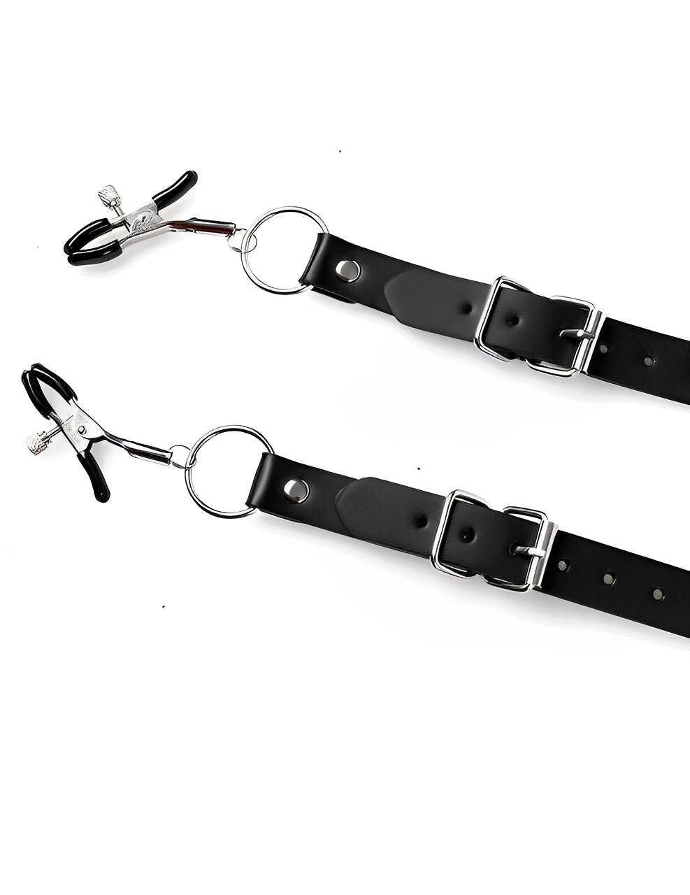 Acessório BDSM - Presilhas Ajustáveis para Seios e Clitóris em Couro PU