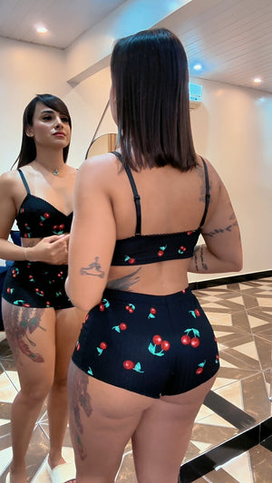 Baby Doll Confortável - Animal Print e preto com Regulagem e Conforto Justo ao Corpo