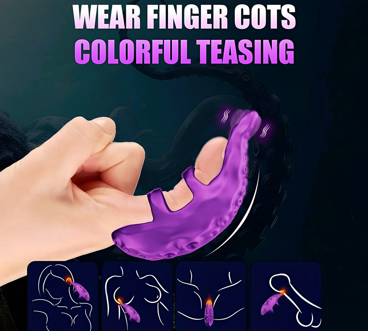Toque Tentador – Vibrador de Tentáculo com Dedal Recarregável para Estímulo Total do Prazer (10 Vibrações)