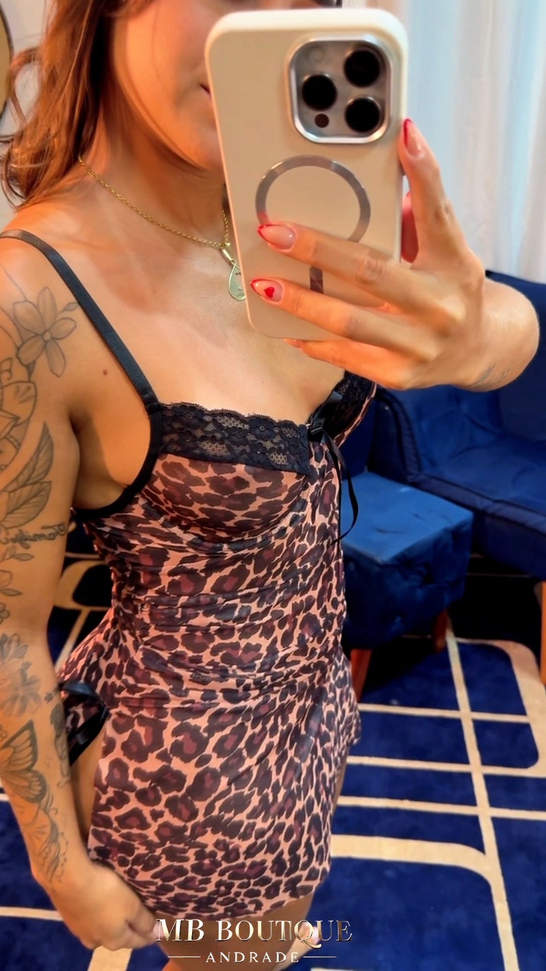 Camisola Sensual Animal Print com Renda (P ao GG)