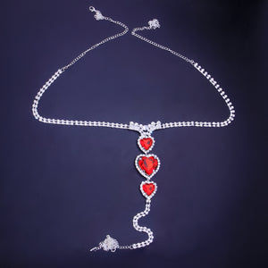 Calcinha Fio Dental em Strass Prata e Dourado com Corações – Lingerie Sensual de Luxo Ajustável P ao GG