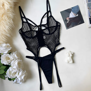 Lingerie transparente com calcinha