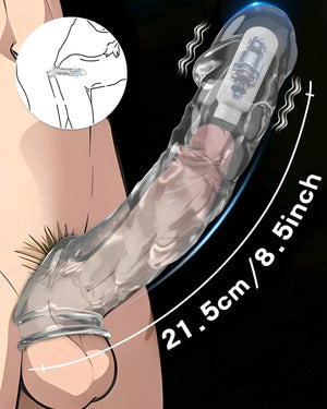 Extensor Transparente com Vibração – Toque Macio, Tamanho Extra e Experiência Intensa