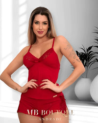 Short Doll Feminino em Microfibra com Renda – Conjunto P ao GG