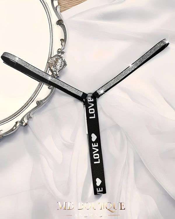 Calcinha Fio Dental Preta com Elástico LOVE em Brilho – Lingerie Sensual Feminina P ao GG