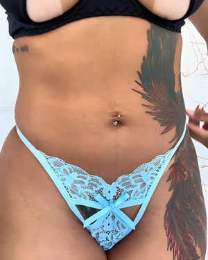 Calcinha fio dental ppreta transparente com detalhe em laço – Lingerie Sensual Feminina P ao GG