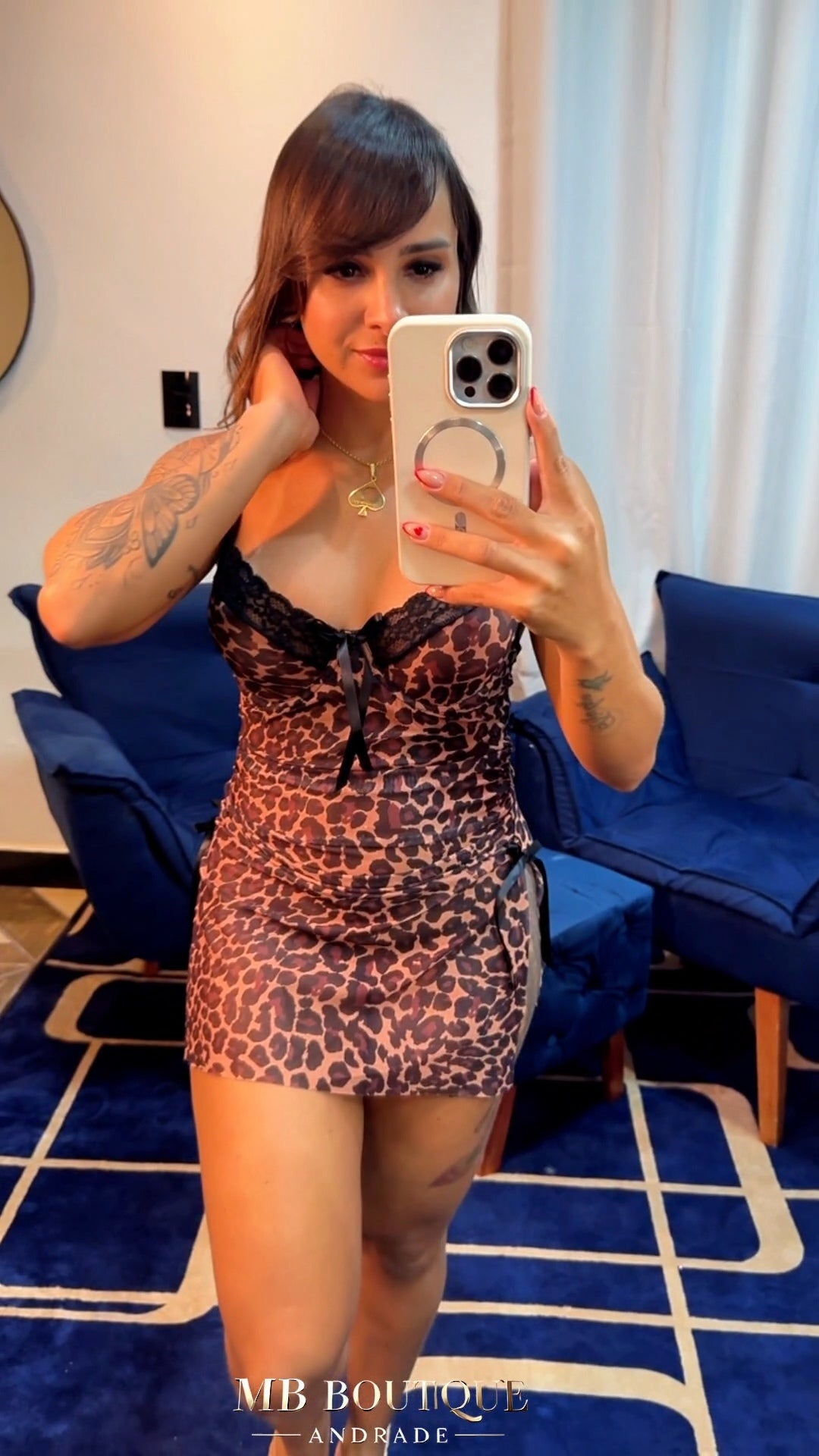 Camisola Sensual Animal Print com Renda (P ao GG)