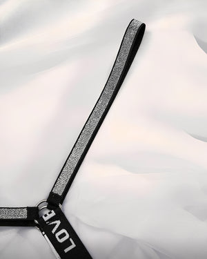 Calcinha Fio Dental Preta com Elástico LOVE em Brilho – Lingerie Sensual Feminina P ao GG