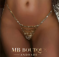 Calcinha Corrente com Strass – Coleção Gold | Lingerie Joia de Luxo - Para noites ousadas